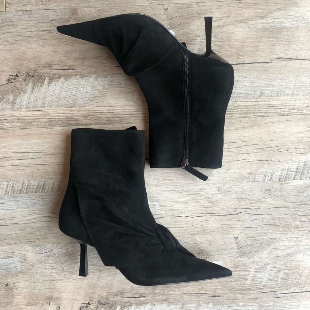 NWT ZARA Bow Pointed Toe Stiletto Booties - Picture 9 of 12